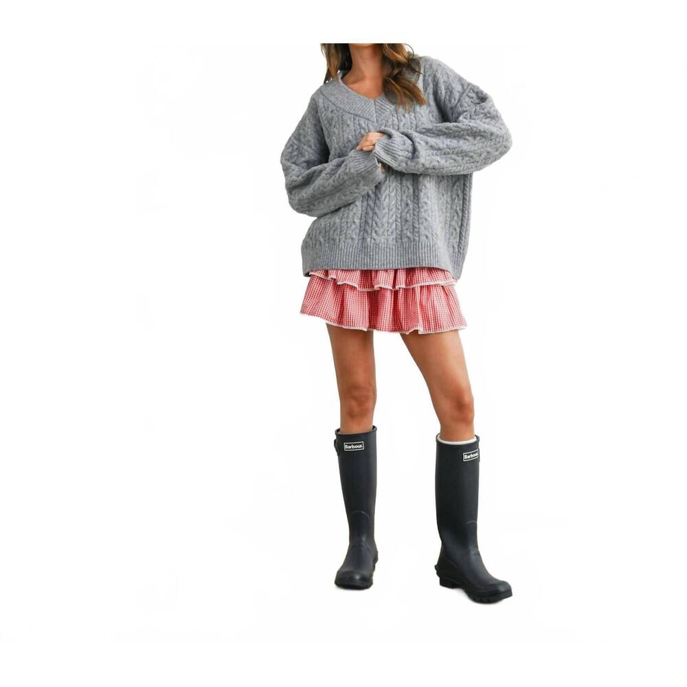 NEW BUTTERMELON sarah cable knit sweater in grey